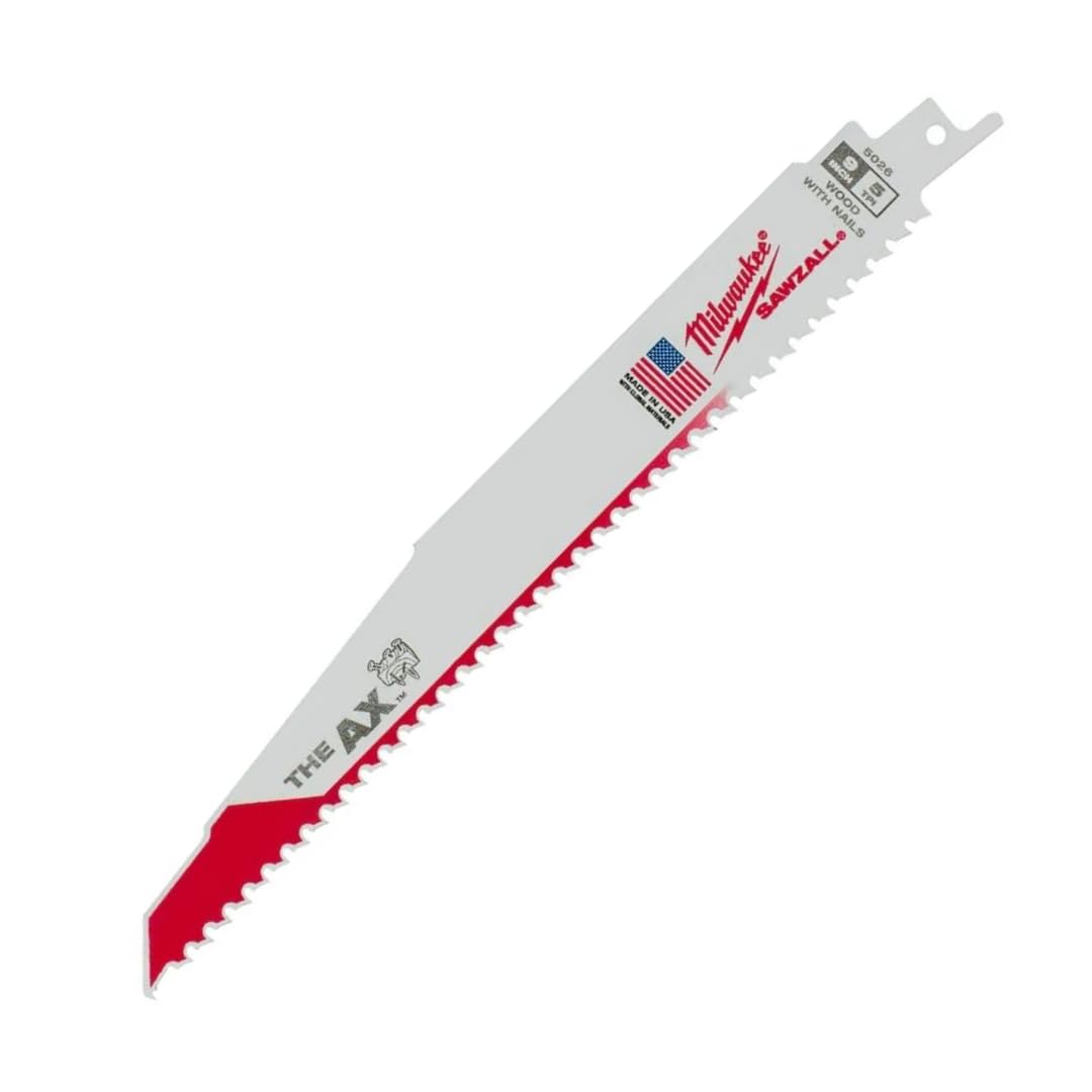 Milwaukee The Ax 9-inch blade, 5 TPI, 25-pack, ideal for fast, aggressive cuts
