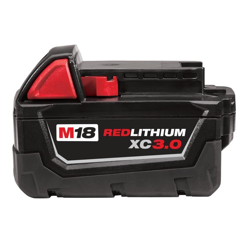 Milwaukee 48-11-1828 battery with fuel gauge powering M18 tools in extreme weather