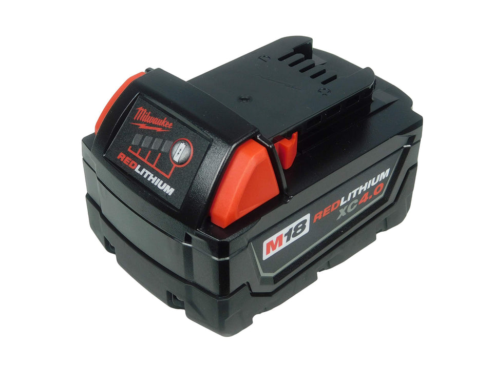 Milwaukee 48-11-1840 battery pack front view for on-site use