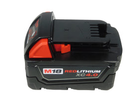 Milwaukee 48-11-1840 battery pack showing on-board gauge for easy charge monitoring
