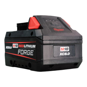 Milwaukee 48-11-1880 battery pack side view highlighting rugged durability.