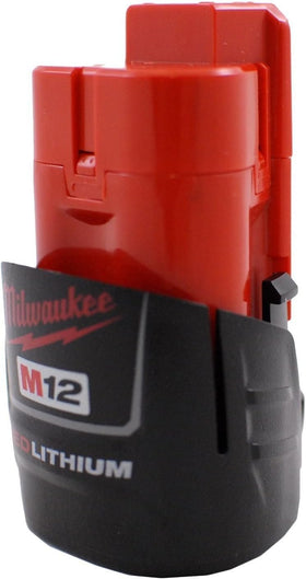Milwaukee 48-11-2401 in use with an M12 tool demonstrating steady power delivery.