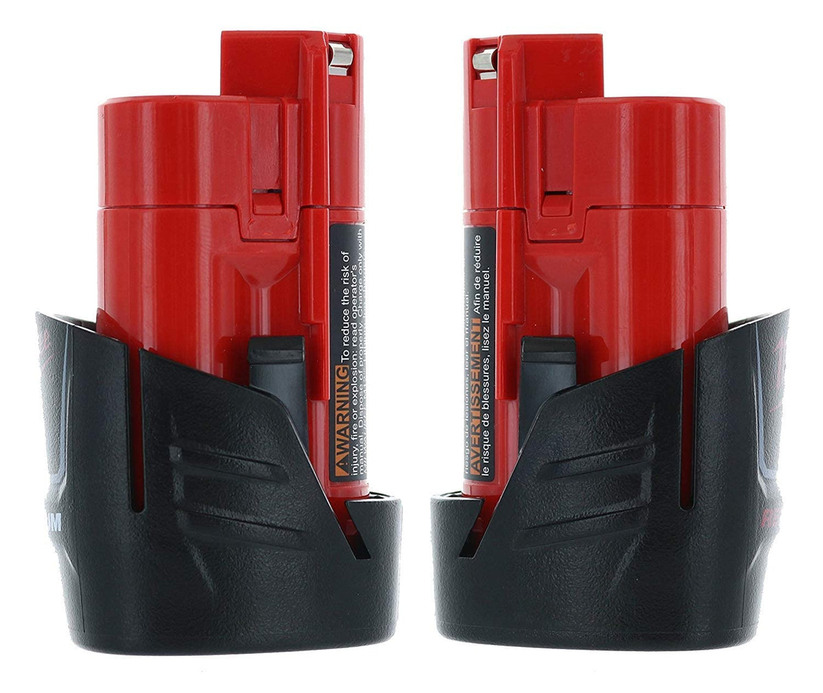 Milwaukee 48-11-2411 M12 RedLithium 2-Pack battery durability shown in rugged design.