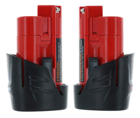 Milwaukee 48-11-2411 M12 RedLithium 2-Pack battery durability shown in rugged design.