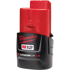 Milwaukee 48-11-2411 M12 RedLithium 2-Pack battery in use powering an M12 tool.