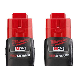 Milwaukee 48-11-2411 M12 RedLithium 2-Pack battery showcase demonstrates extended work time.