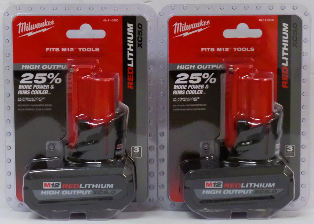 Milwaukee 48-11-2450 12V 5Ah battery 2-pack delivers fade-free power for all tools