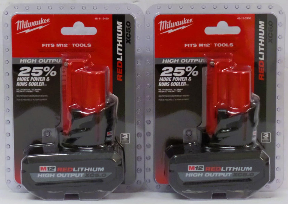 Milwaukee 48-11-2450 12V 5Ah battery 2-pack delivers fade-free power for all tools