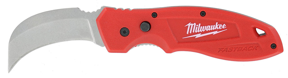 Milwaukee 48-22-1985 hawk bill knife open for quick cutting on site