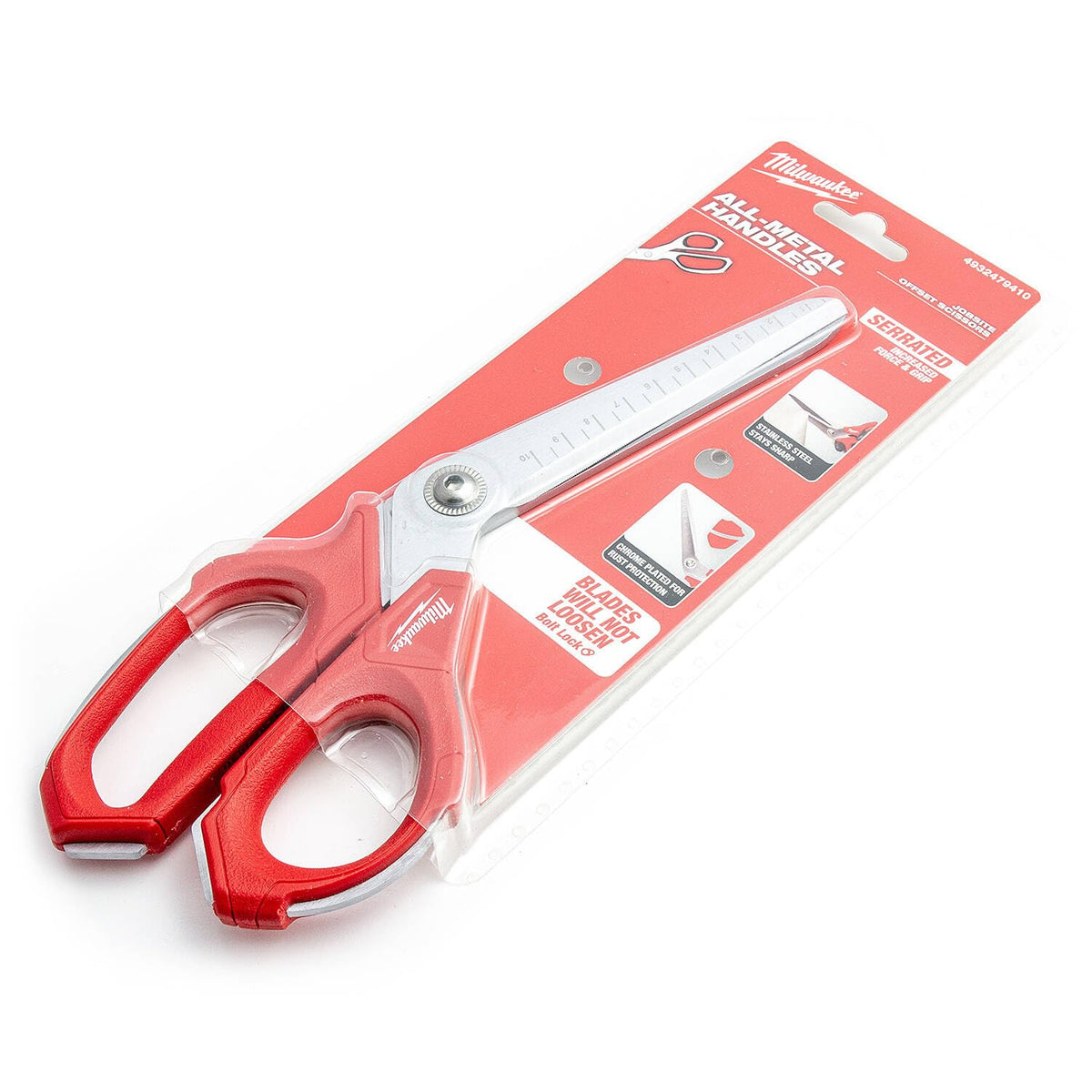 Milwaukee offset scissors chrome blade for rust resistance and precise cutting