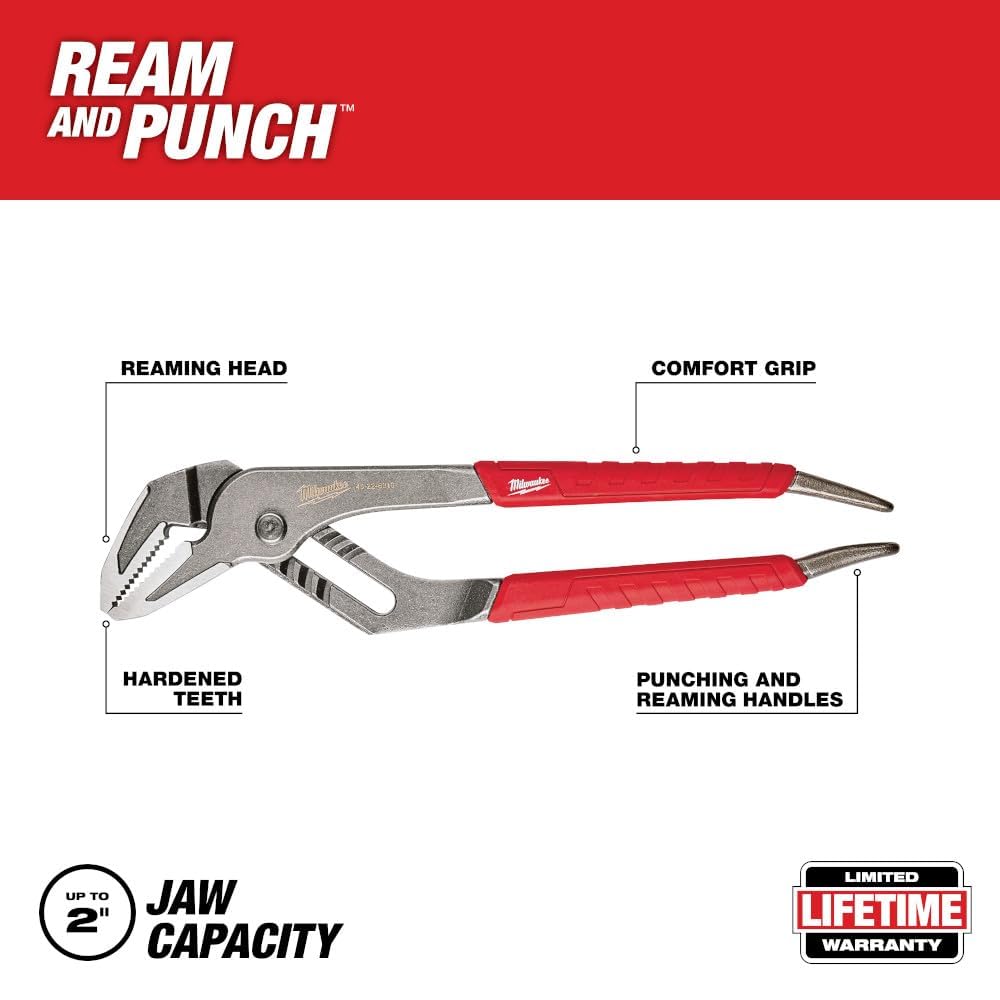 Milwaukee 48-22-6310 pliers head close-up shows precision ground jaws
