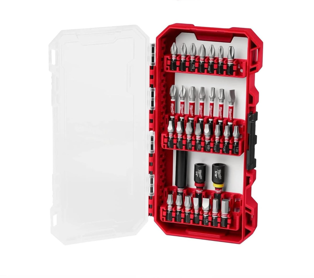 Milwaukee 48-32-4004 Shockwave 32-piece set with forged tips for strong grip.