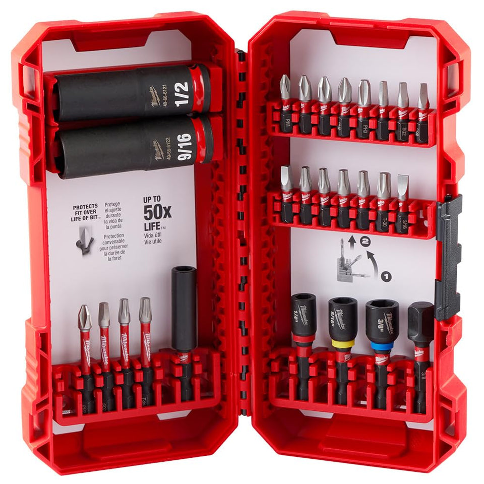 Milwaukee 48-32-4408 Shockwave drive bits with forged tips for maximum grip.