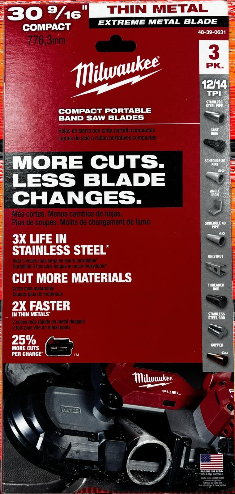 Milwaukee 48-39-0631 blade pack for tough metal cuts, durable and long-lasting.