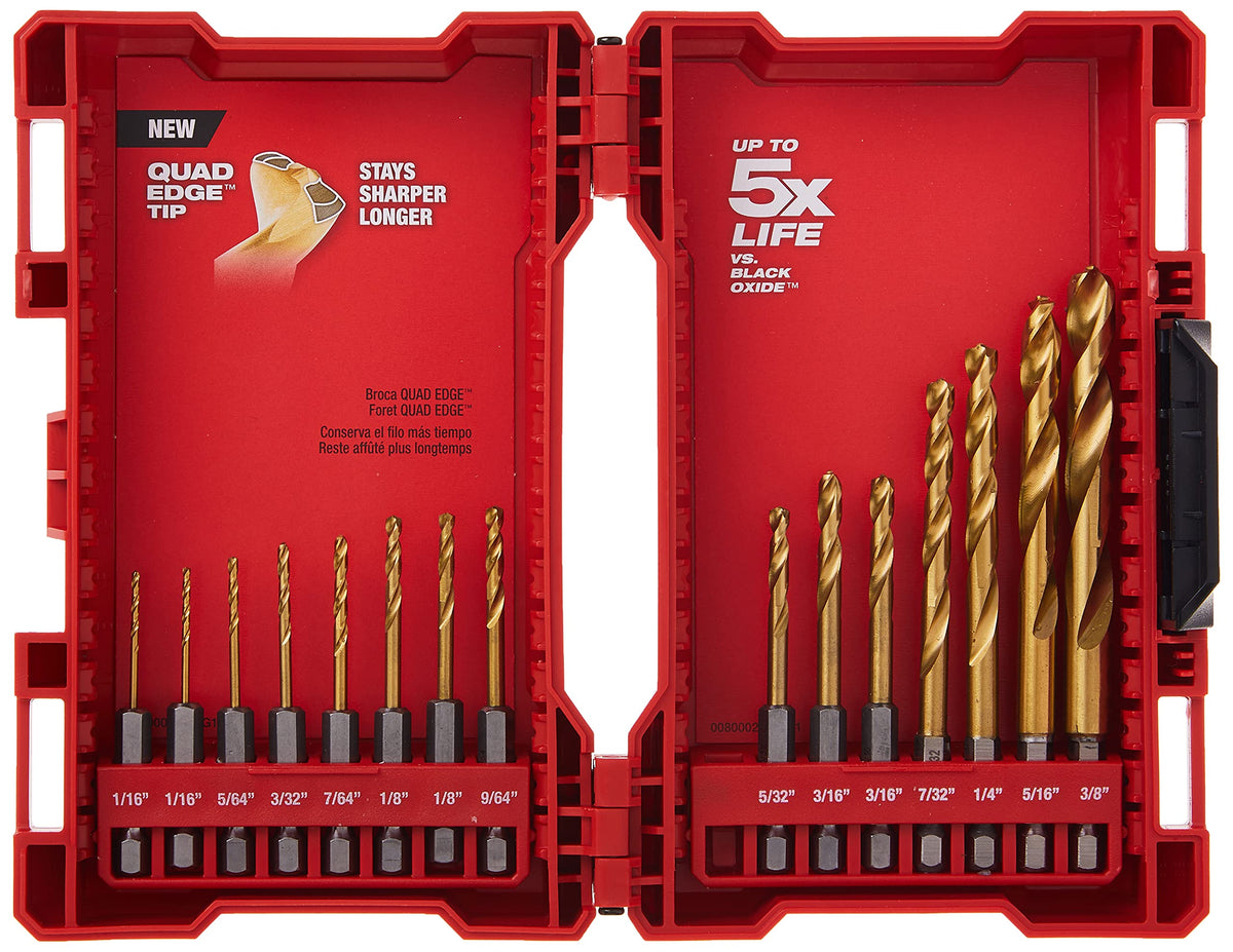 Milwaukee 48-89-4630 TiN Shockwave front view showing sharp bits for precise holes