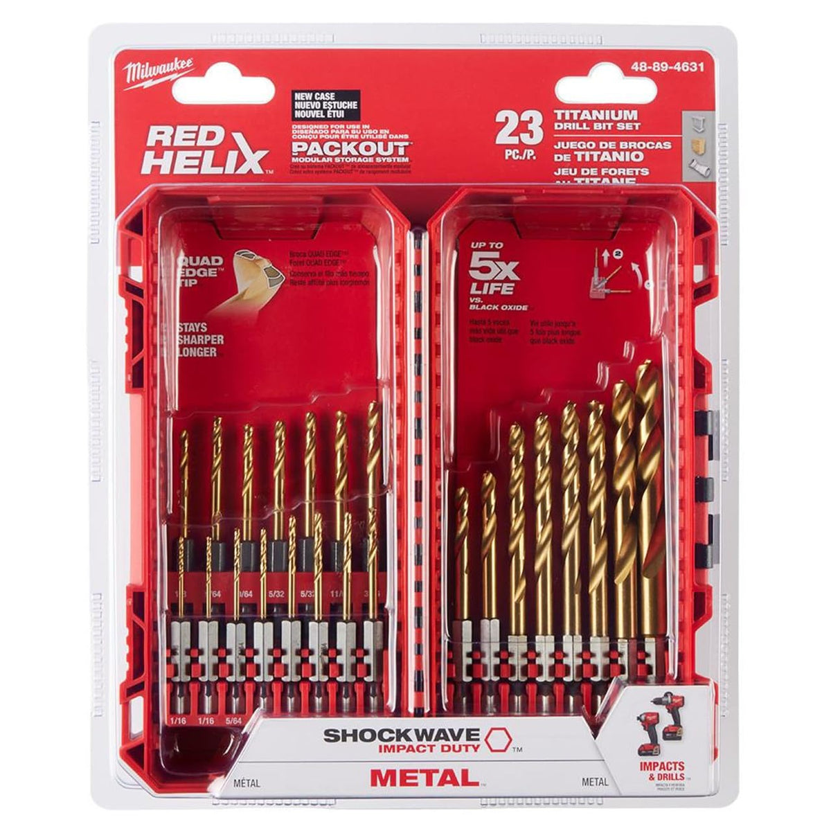 Milwaukee 48-89-4631 Shockwave kit tin with precision bits for accurate holes.