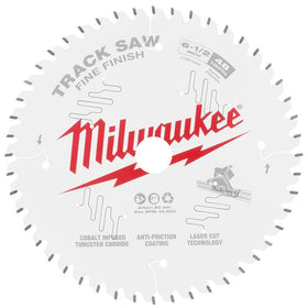 Milwaukee 48-teeth fine finish blade close-up for precise 165mm cuts