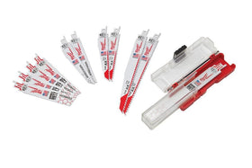 Milwaukee Sawzall blade set in storage pouch opens to five compartments for quick access