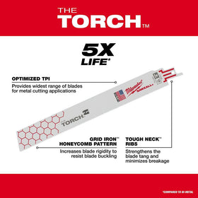 Milwaukee Sawzall Torch blades, 9-inch, for longer metal cuts
