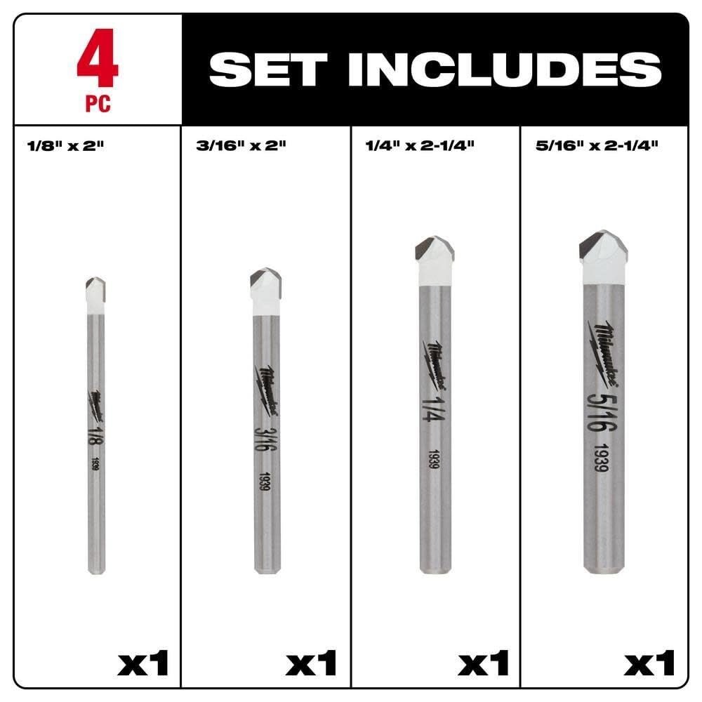 Detail of Milwaukee bit tips designed for natural stone material