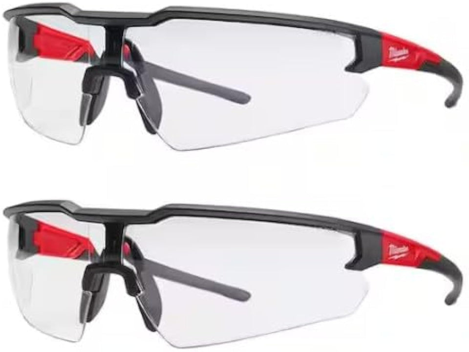Milwaukee anti-fog safety glasses with clear lenses for professional environments and all-day visibility.
