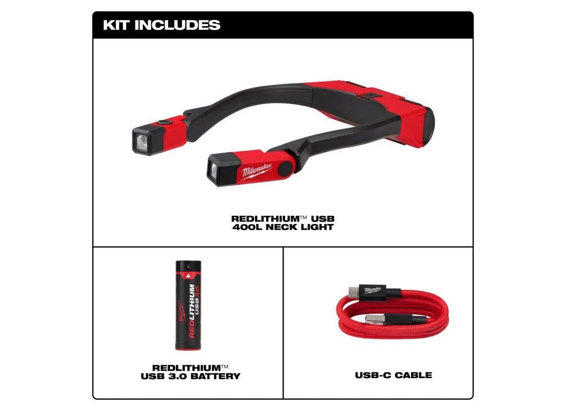Milwaukee around-the-neck headband offers ergonomic comfort during long tasks.