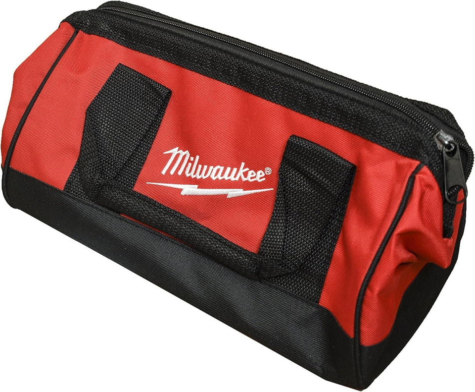 Milwaukee bag highlights heavy-duty canvas and compact carry for on-the-go tool transport.