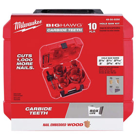 Milwaukee Big Hawg 10pc hole saw kit case open — organized tools for efficient project setups