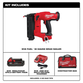 Milwaukee 18GA Brad Nailer depth adjustment shows tool-free setup for quick changes.
