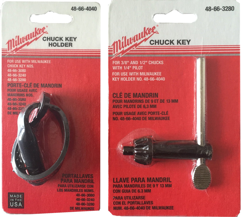Milwaukee chuck key and holder bundle for DeWalt drills, keeps tools organized for quick bit changes.