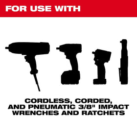 Milwaukee 3/8-Dr extensions built for impact tools, lasting in tough workshop conditions.