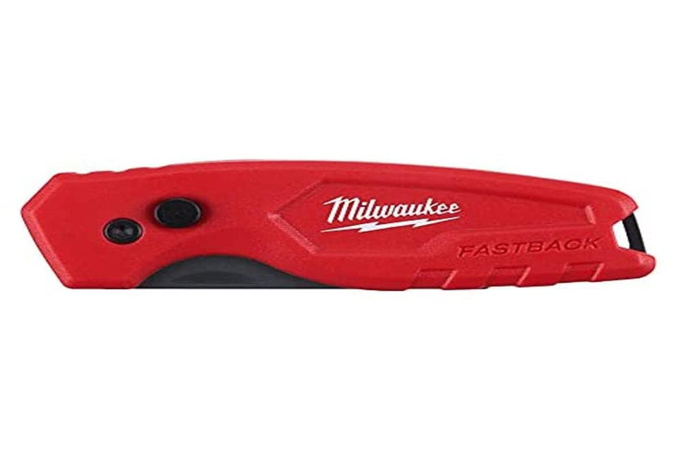 Milwaukee FASTBACK Compact Flip Utility Knife enabling quick blade changes for faster projects.