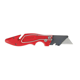 Milwaukee Fastback knife with belt clip kept within reach.