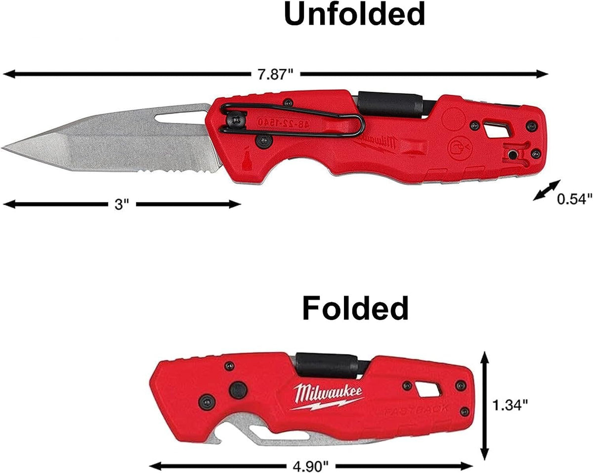 Milwaukee FASTBACK tanto blade extended for piercing and rough work