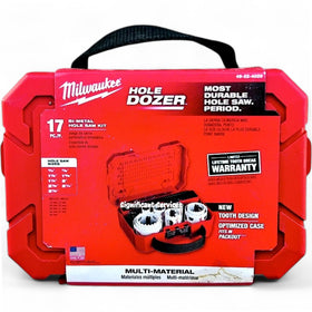 Milwaukee Hole Dozer 17pc set in case for versatile cutting on metal.