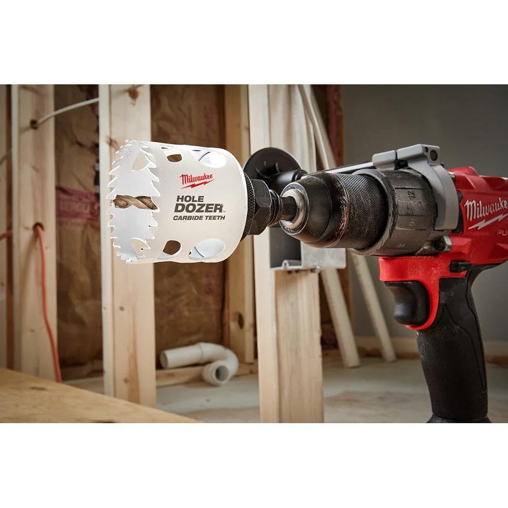Milwaukee adapter and spacer arrangement enabling flexible hole sizing.