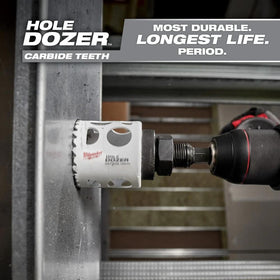 Milwaukee hole saw kit assembly view showing main components and layout.