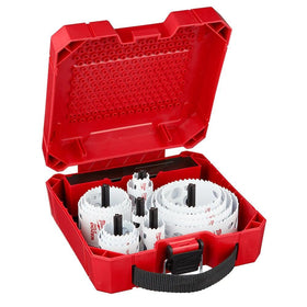 Milwaukee 49-22-4105 front view of the hole saw kit for durable metal and wood cuts.