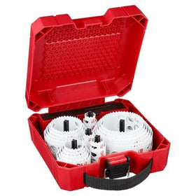 Milwaukee ice hardened hole saw kit with 28 pieces for metal and wood.