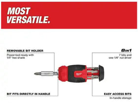 In-handle bit storage keeps Milwaukee bits organized and accessible.