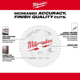 Milwaukee laser-cut wobble-reduction blade in action on track