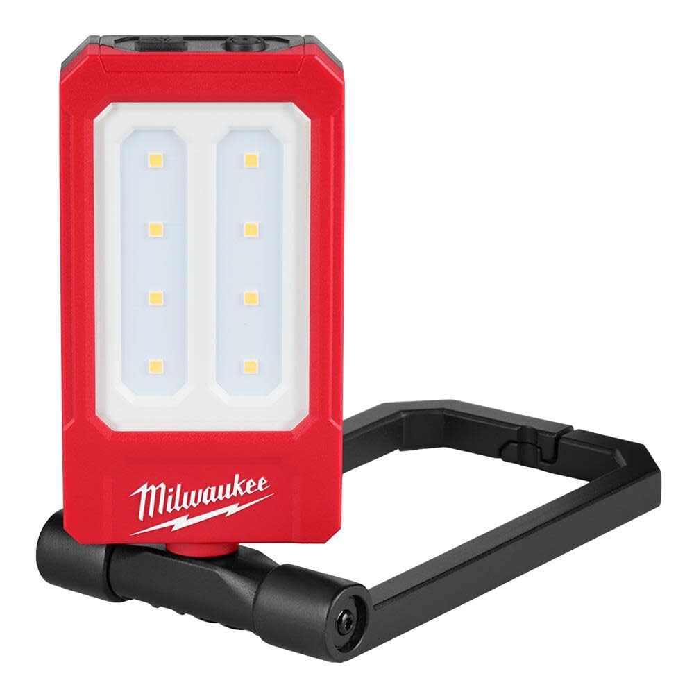 Milwaukee low-profile magnetic task light in high mode delivering bright, hands-free illumination.