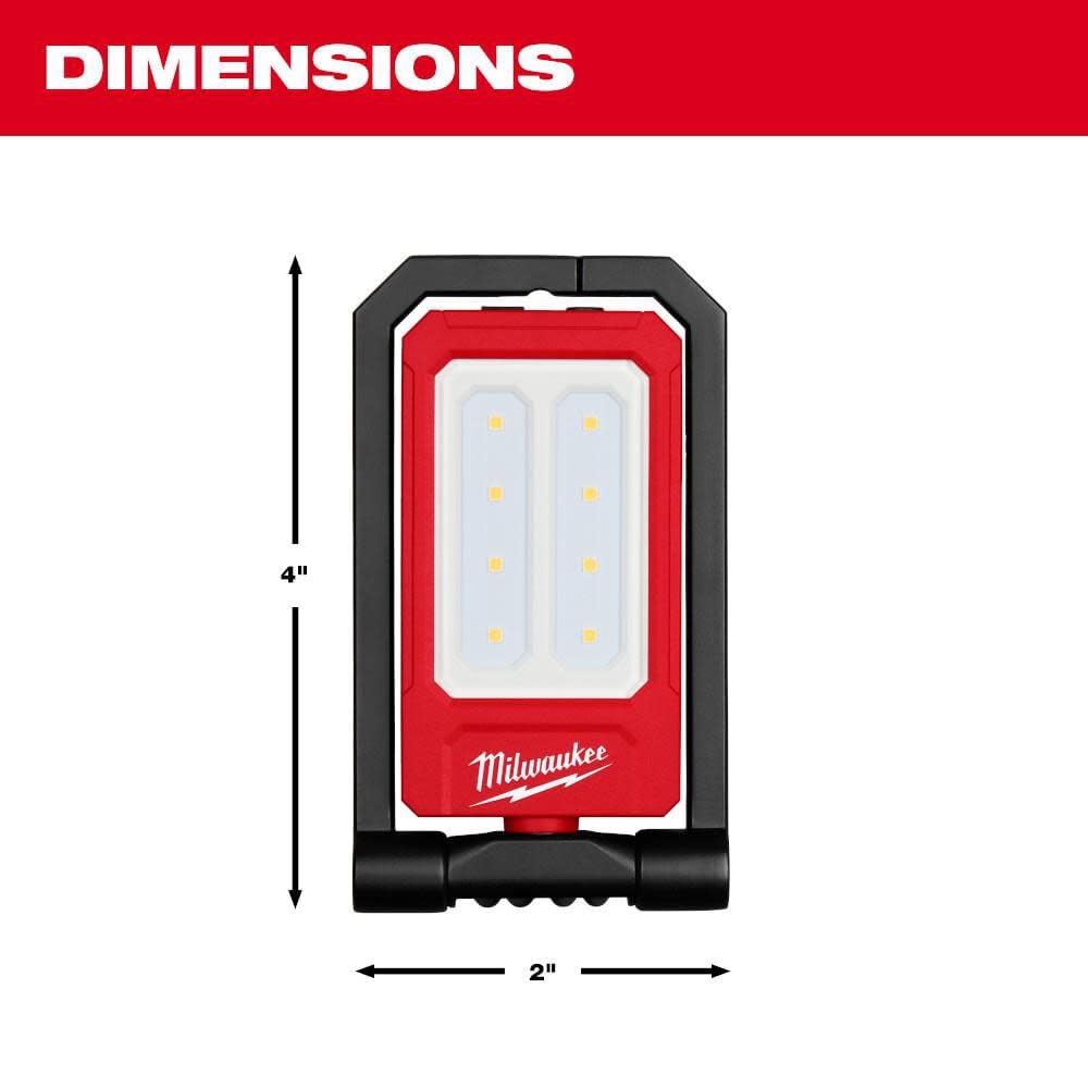 Milwaukee low-profile magnetic task light in low mode for subtle ambient lighting during precision work.