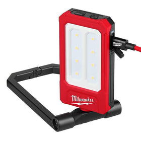 Milwaukee low-profile magnetic task light in medium mode providing extended runtime for longer tasks.