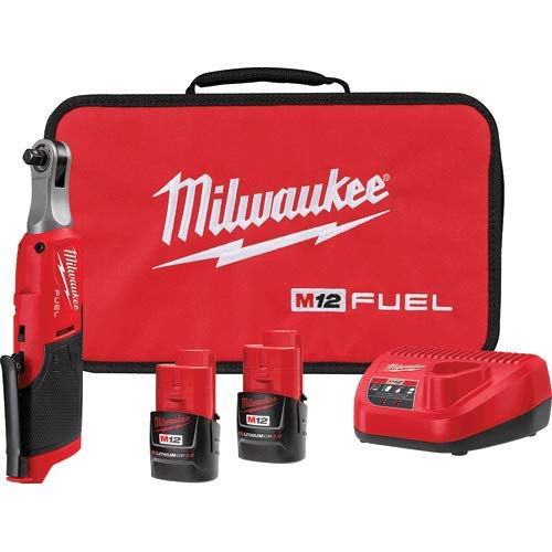 Milwaukee M12 FUEL 3-8 high-speed cordless ratchet kit in action for fast fastening in tight spaces.