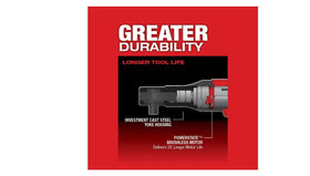 Milwaukee M12 FUEL 3/8 ratchet long motor life thanks to brushless design.