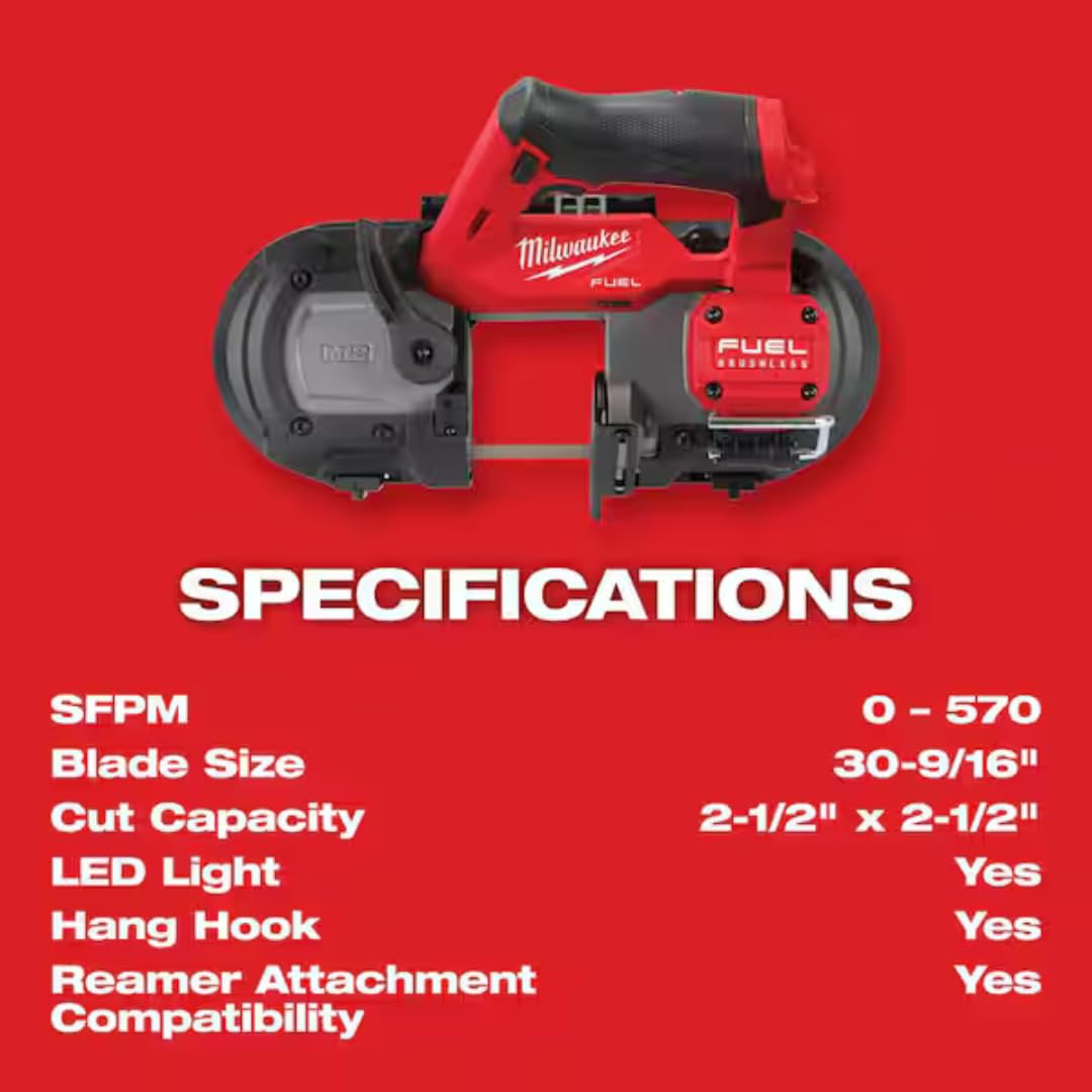 Milwaukee M12 FUEL integrated work light improves visibility during cuts.