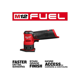 Milwaukee M12 Fuel Orbital Detail Sander four speed settings provide control for different materials.