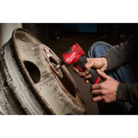 Shadowless LED illumination from the Milwaukee grinder for clear visibility during metal work.