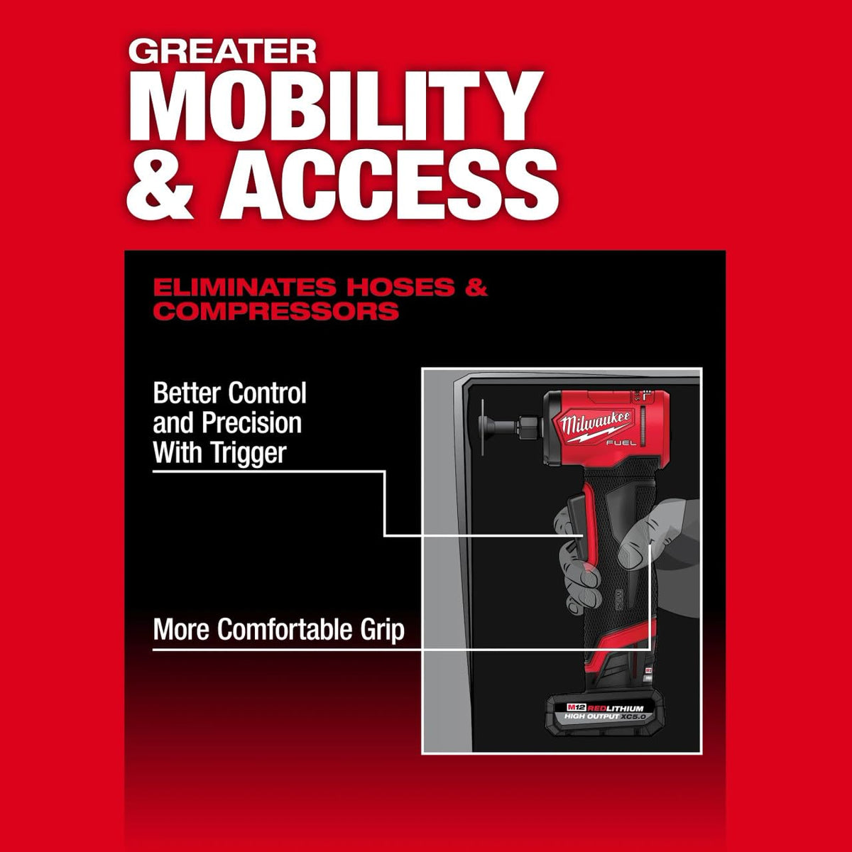 Precision speed control on the Milwaukee M12 FUEL grinder tailors RPM to tasks.